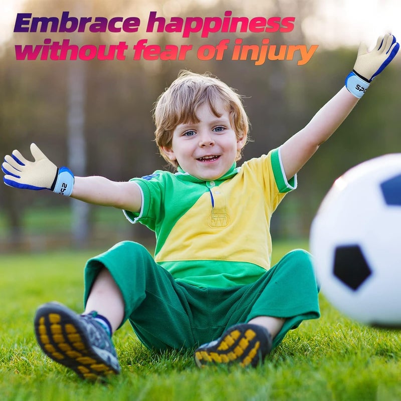 Sportout قفازات حارس مرمى للأطفال من سبورت آوت، قفازات حارس كرة القدم مع حماية مزدوجة للمعصم ومواد لاتكس مقاومة للانزلاق والارتداء لمنع الإصابات - Image 5